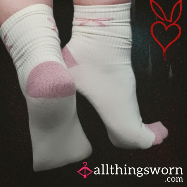 Sweaty And Scented White And Pink Socks