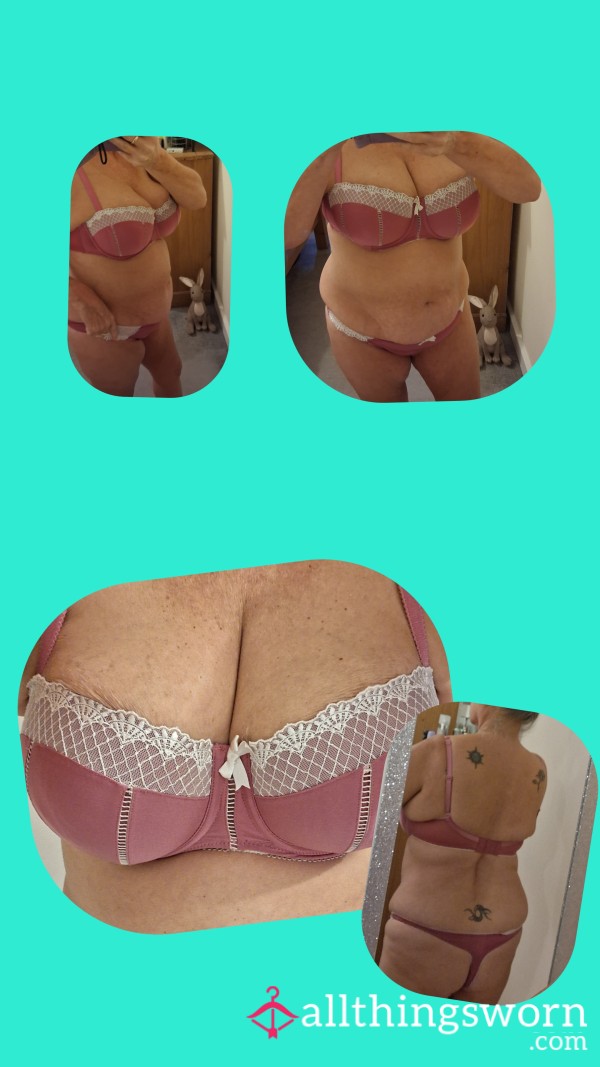 💗  Pink Lace-Edged Bra & Thong
