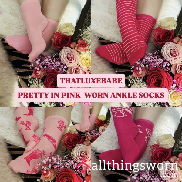 🩷 PRETTY IN PINK WORN ANKLE SOCKS 🩷| PATTERNED | ThatLuxeBabe
