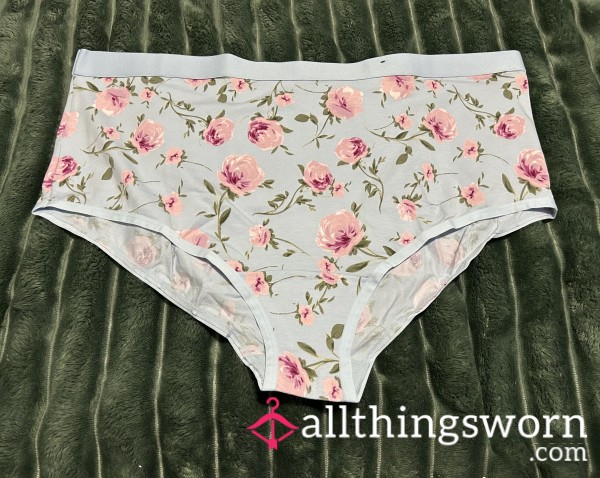 ~PRETTY LIGHT BLUE N PINK FLor*l BRIEF COTTON PANTY~