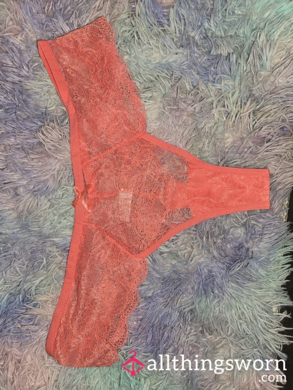 Pretty Peach Lace Thongs