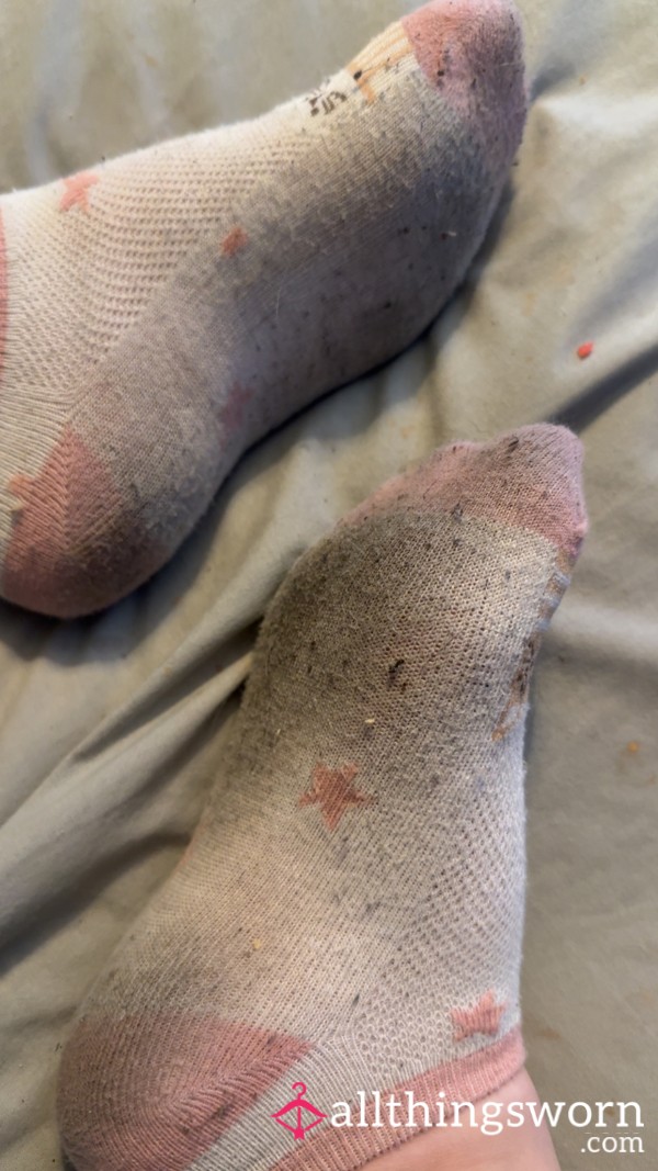 Pretty Pink And White Socks