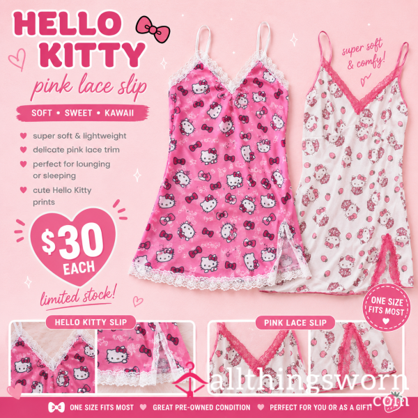 Hello Kitty Pink Lace Slips