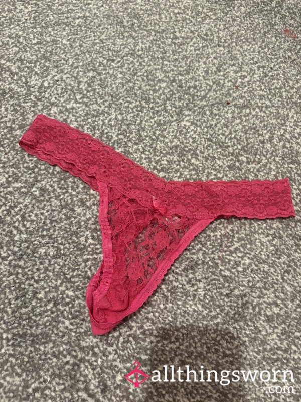 Pretty Pink Lace Worn Thong