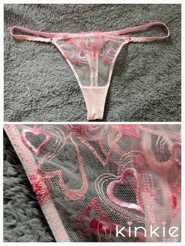🩷Pretty Pink Mesh Thong With Heart Details🩷