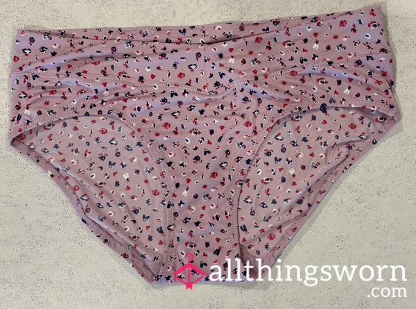 Pretty Pink Print Panties With 2 Days Wear