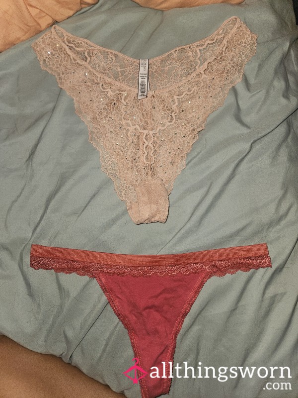 Pretty Pink Victoria's Secret Cheeky Thong And Tiny Pink Thong