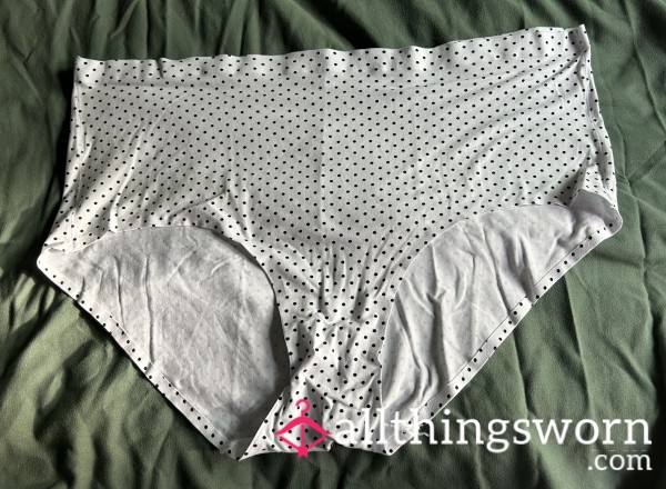 ~PRETTY PLUSH SOFT POLKA DOTS BLACK N WHITE CHEEKY PANTIES~