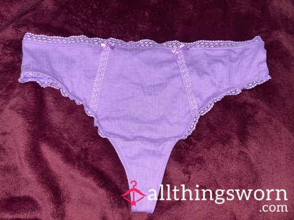 ~PRETTY PURPLE RUFFLE COTTON THONG~