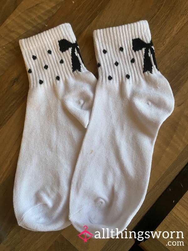 Pretty White Socks Worn 24 Hours Just For You