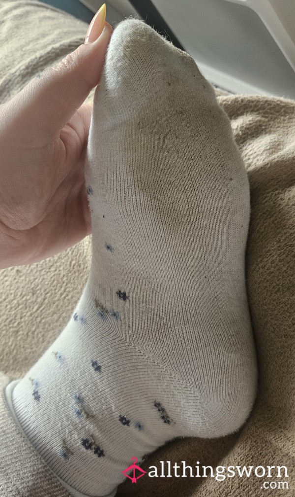 Pretty White Socks Worn For 2 Days, Extra Sweaty And Dirty