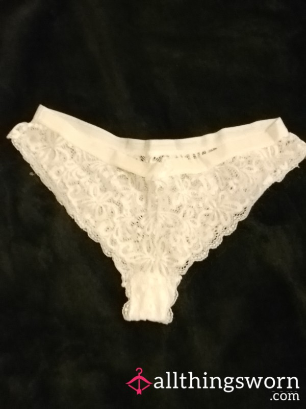 Pretty,white Lace Worn Panties With My Sweet Aroma, Rub Your Beautiful C*ck All Over Them 💋 Alluring Aroma