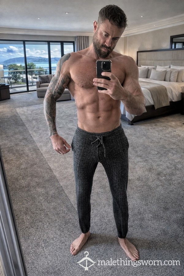 Prevu Grey Tight Bottoms Men’s Fitted Tapered Joggers
