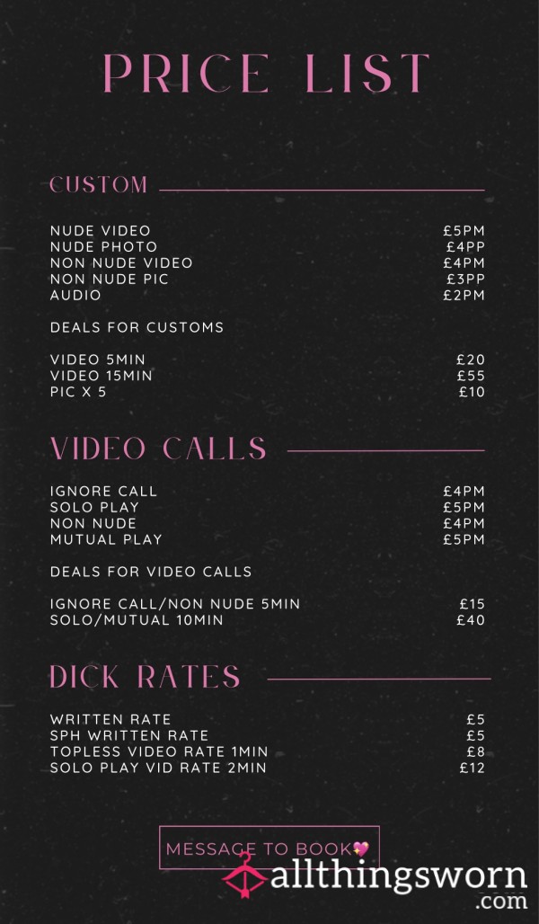 Price List 💕