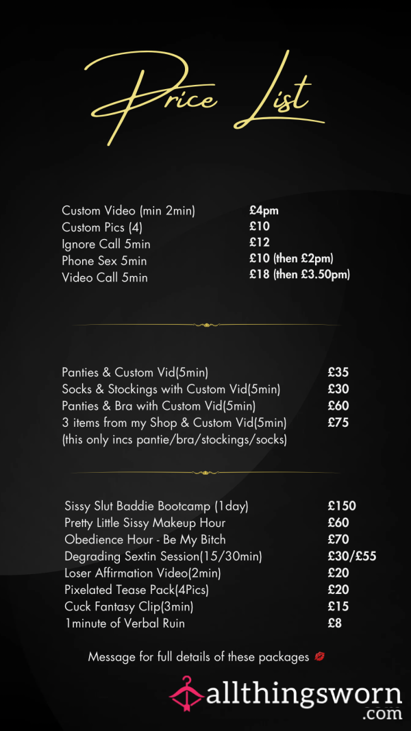Price List✨