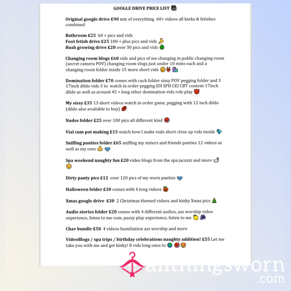 Google Drive Price List ❤️
