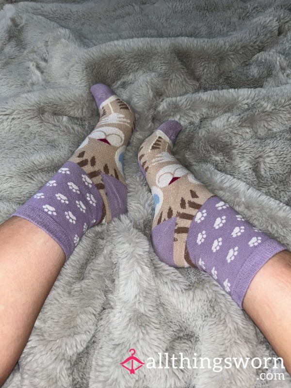 Princess Georgias Smelly Sweaty Socks | Proof Of Wear 📸 | Purple Cat Kitty Socks