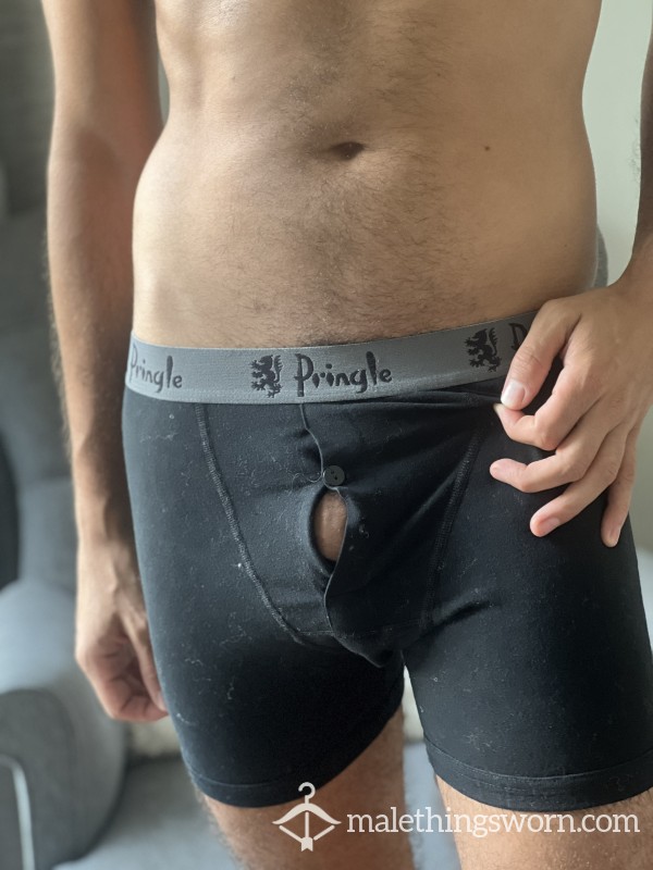 Pringle Black Bu*ton Boxers | Missing A Bu*ton
