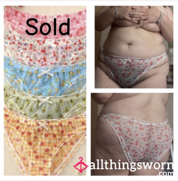 Printed Fruit And Veg Mesh Panties