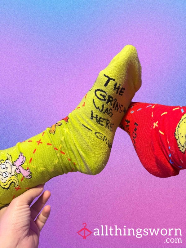 £15 Super Stinky Crusty Long Socks The Grinch ❄️ Worn 6 Days