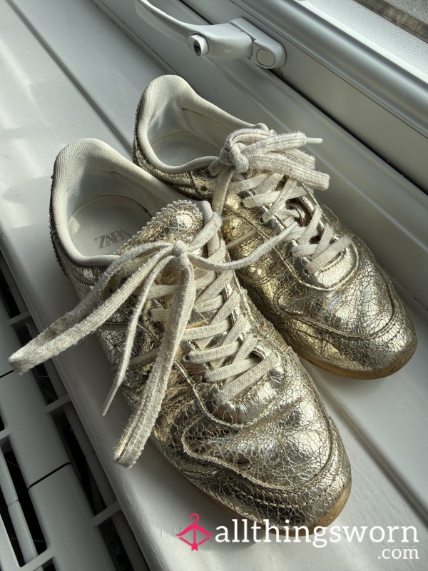 Very Worn Daily Worn Silver Trainers