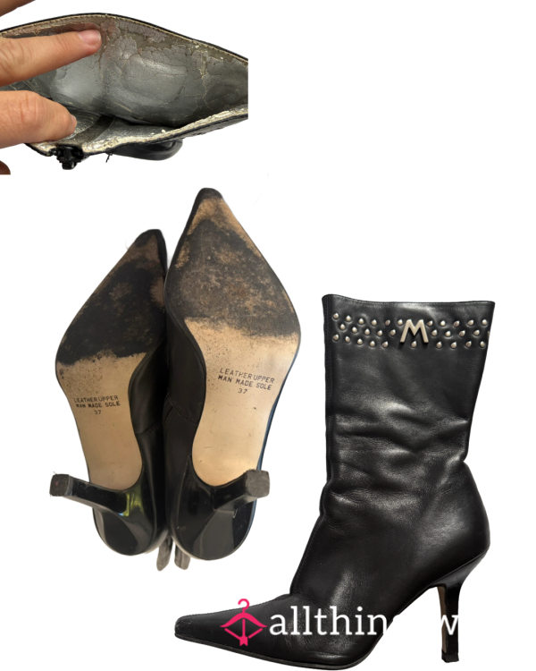 Stunning Well Worn Leather Vintage Boots +polaroid Picture +custom Video 5 Mins