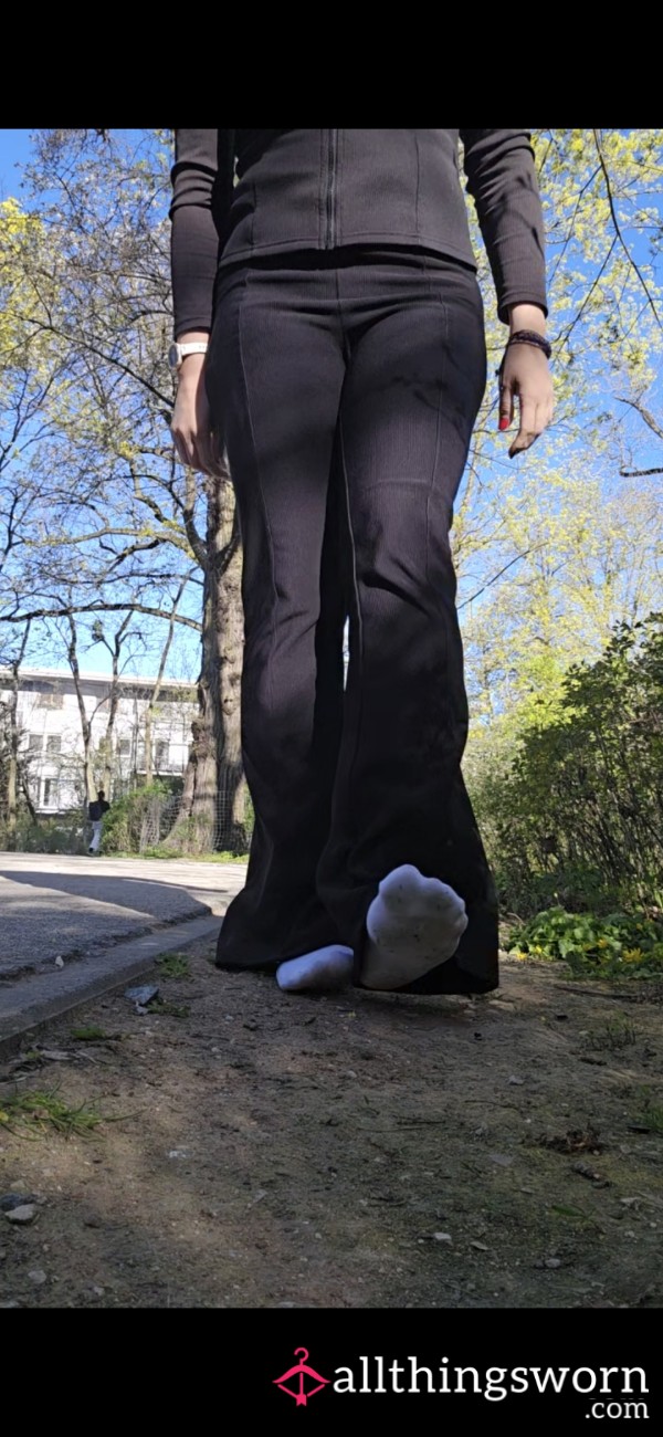 Public Park Walk In Socks Only – Dirty Sock Tease (No Shoes)