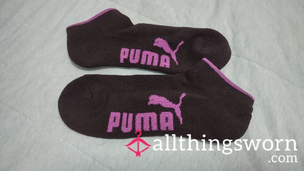 PUMA Cushioned Ankle Cut Gym Socks Purple And Black