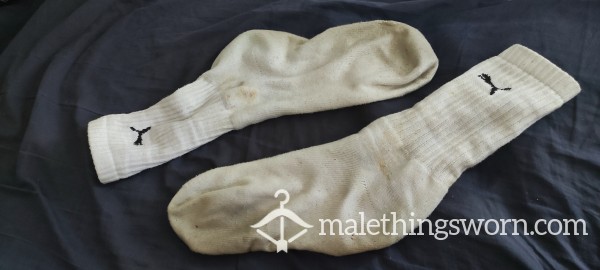 Puma Socks (white) Customisable. Gym Worn.