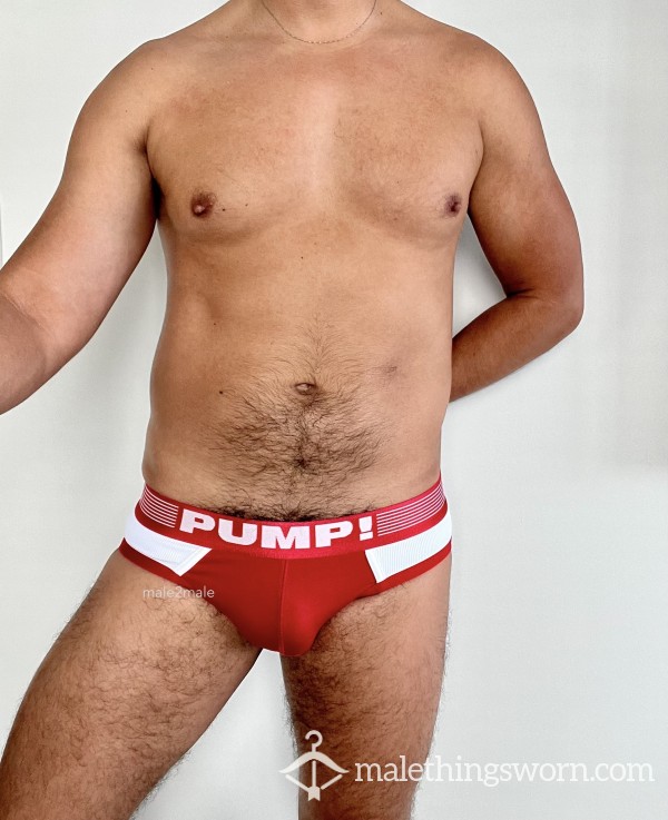 Pump Briefs - Red And White - Size M