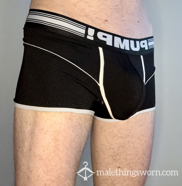 PUMP Mens Black Boxer Briefs Stained
