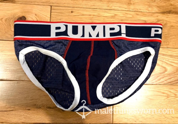 PUMP Navy Blue Silky Microfibre Mesh Briefs (M)- Ready To Be Customised For You