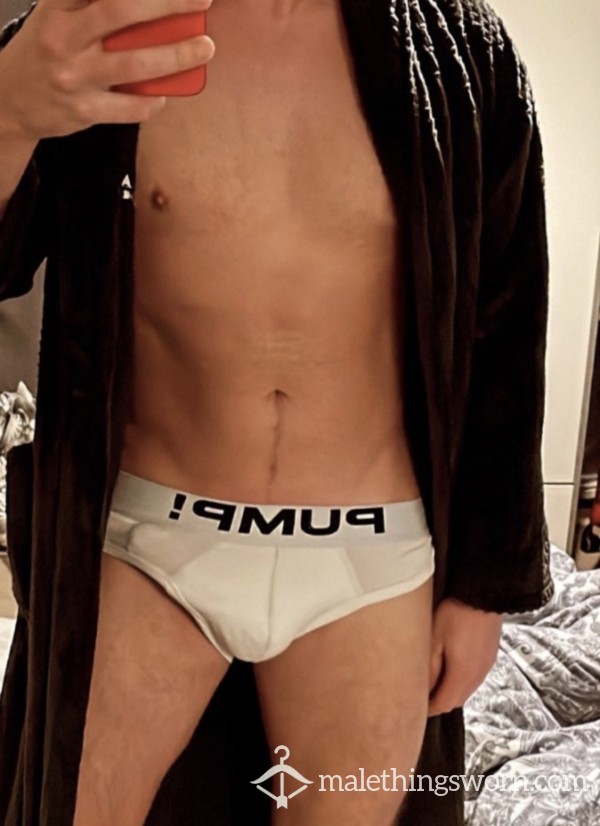 Pump White Briefs, UK M Free UK Postage.
