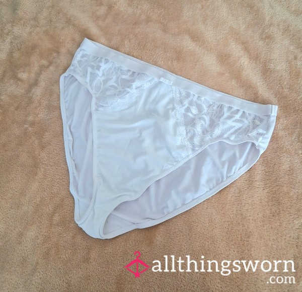 ***SOLD*** Pure White Nylon Full Back Panties Bow Detail 🎀 | 24 Hour + Wear & Custom Add Ons 💋