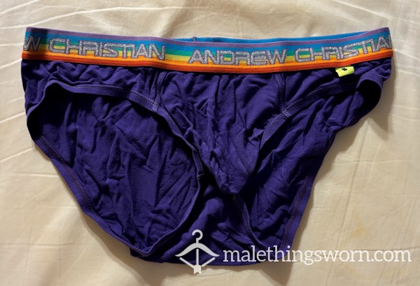 Purple AC Briefs With Rainbow Waistband Size XL