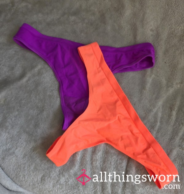 Purple And Orange Neon Thong Pair