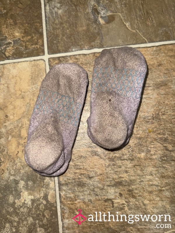 Purple Bombas No-Show Socks — Deeply Worn & Softened