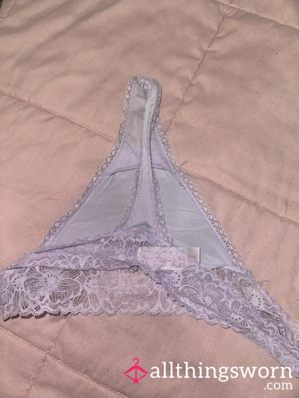 Purple Cotton & Lace Thong 💜