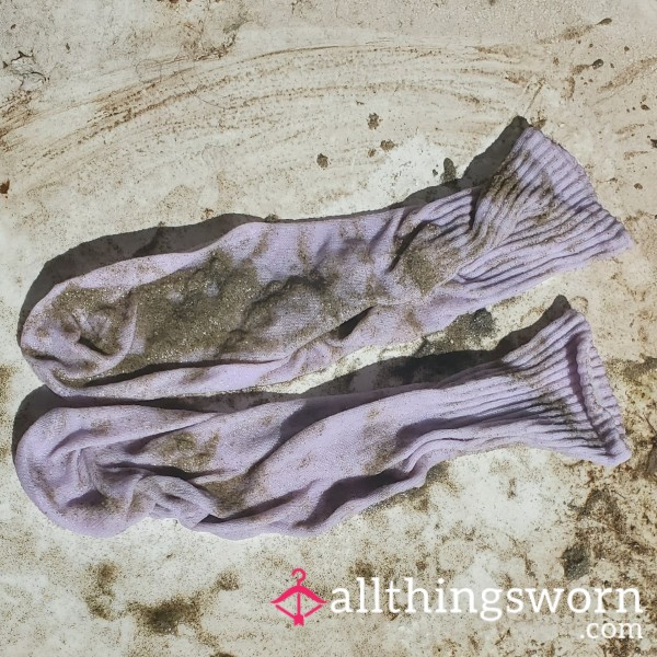 Purple Crew Socks - Wet And Sandy