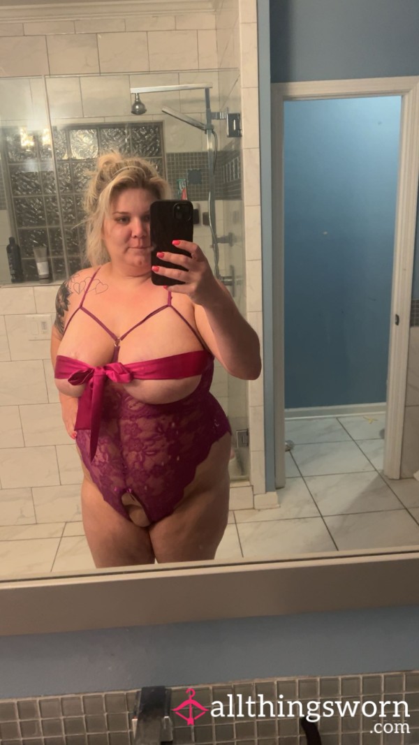Purple Crotchless And Open Tits With Tie