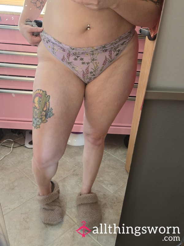 Purple Flor*l Spring Thong With Extra Cream
