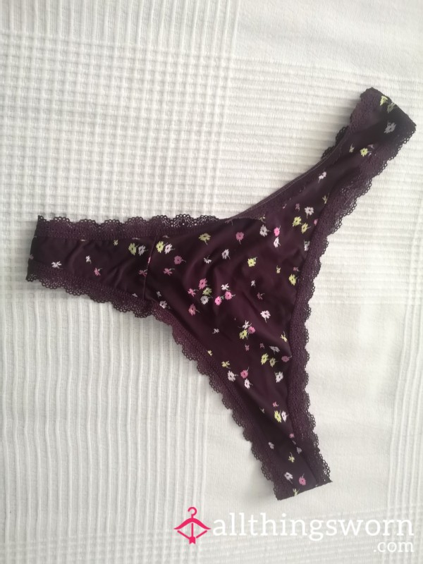 Purple Flor*l Thong