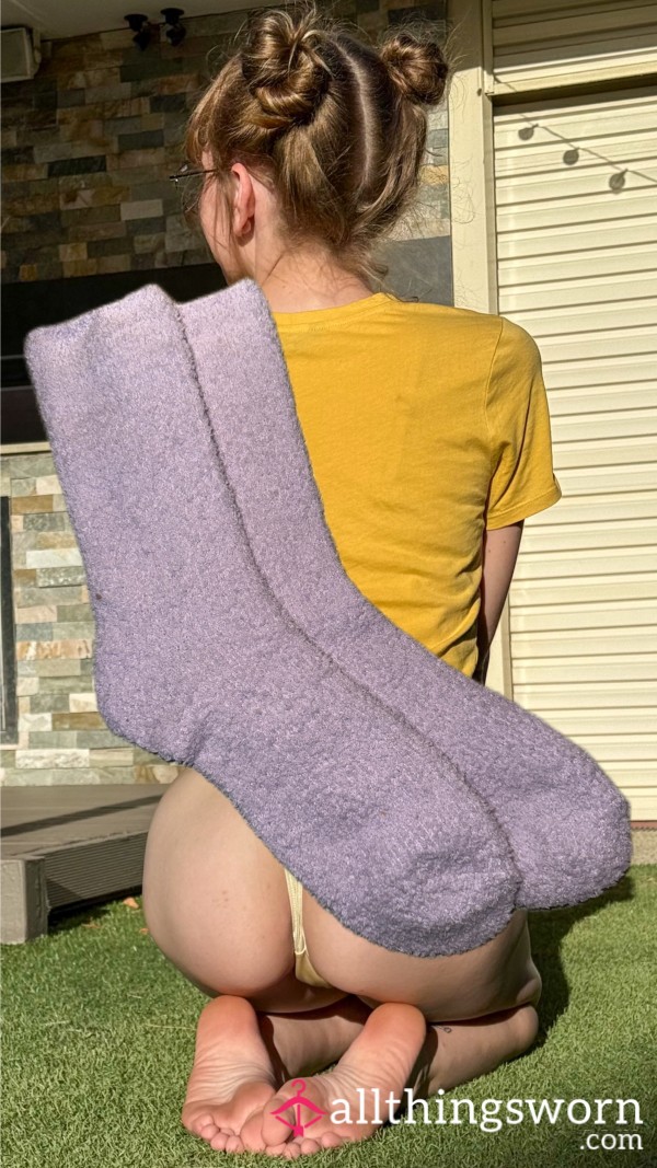 Purple Fluffy Bed Socks
