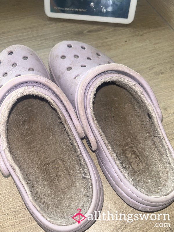 Purple Fluffy Lined Crocs