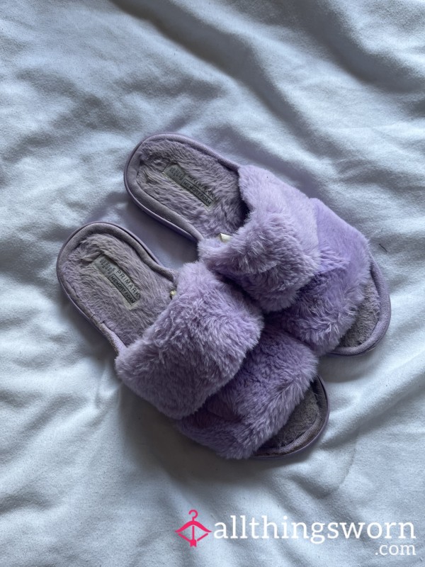 Purple Fluffy Very Dirty Well Worn Smelly Slippers