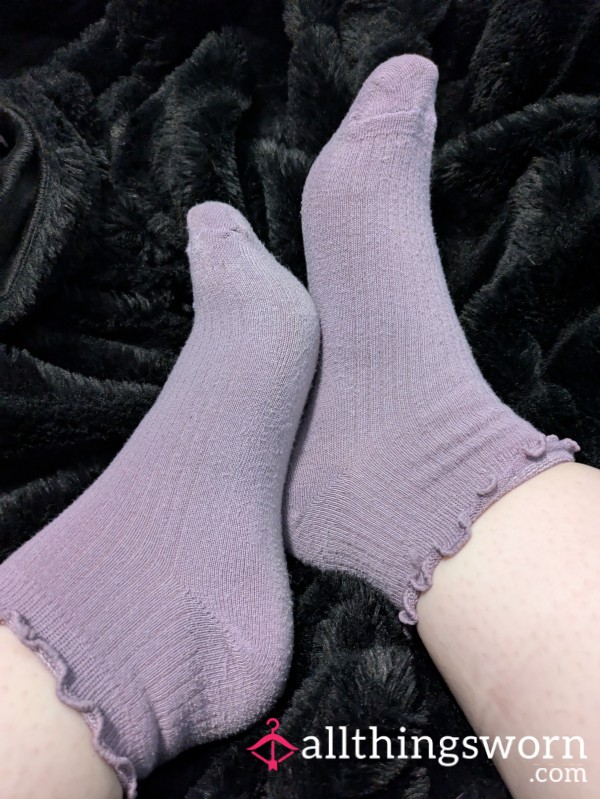 Purple Frilly Ankle Socks