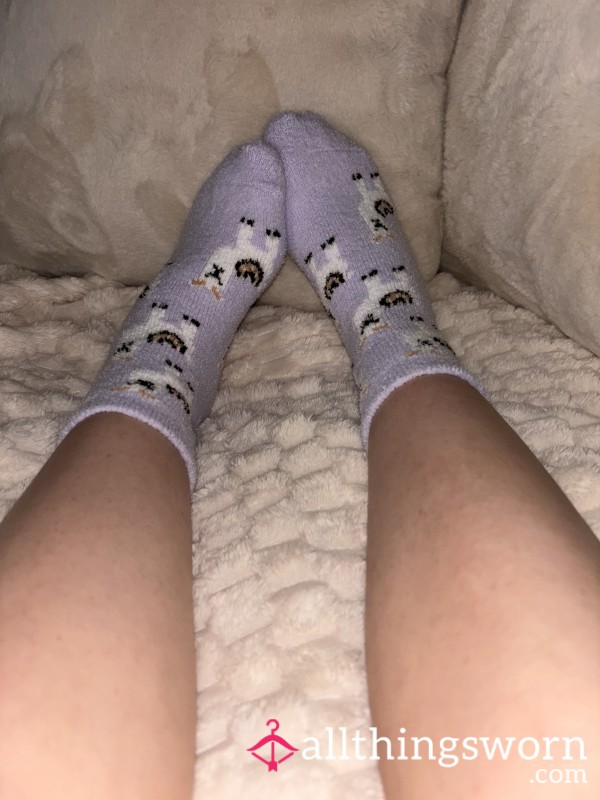 Purple Fuzzy Ankle Socks