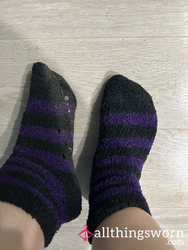 Purple Fuzzy Grippy Socks