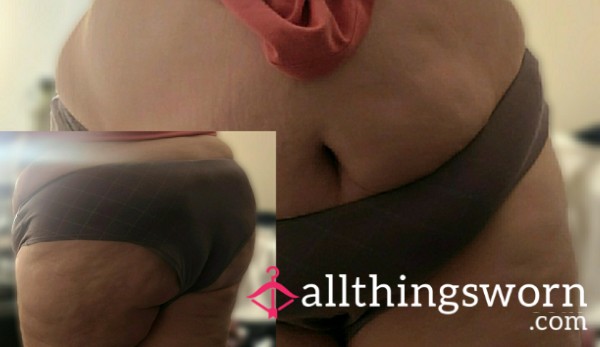 💜Purple-Grey Criss-Cross Pattern Plus Size Cheeky Panties 24h+ Wear Strongly Scented🆓🚚💜