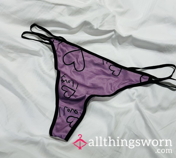 Purple Heart Thong, Worn! Smelling Of My Sweet Pu**y